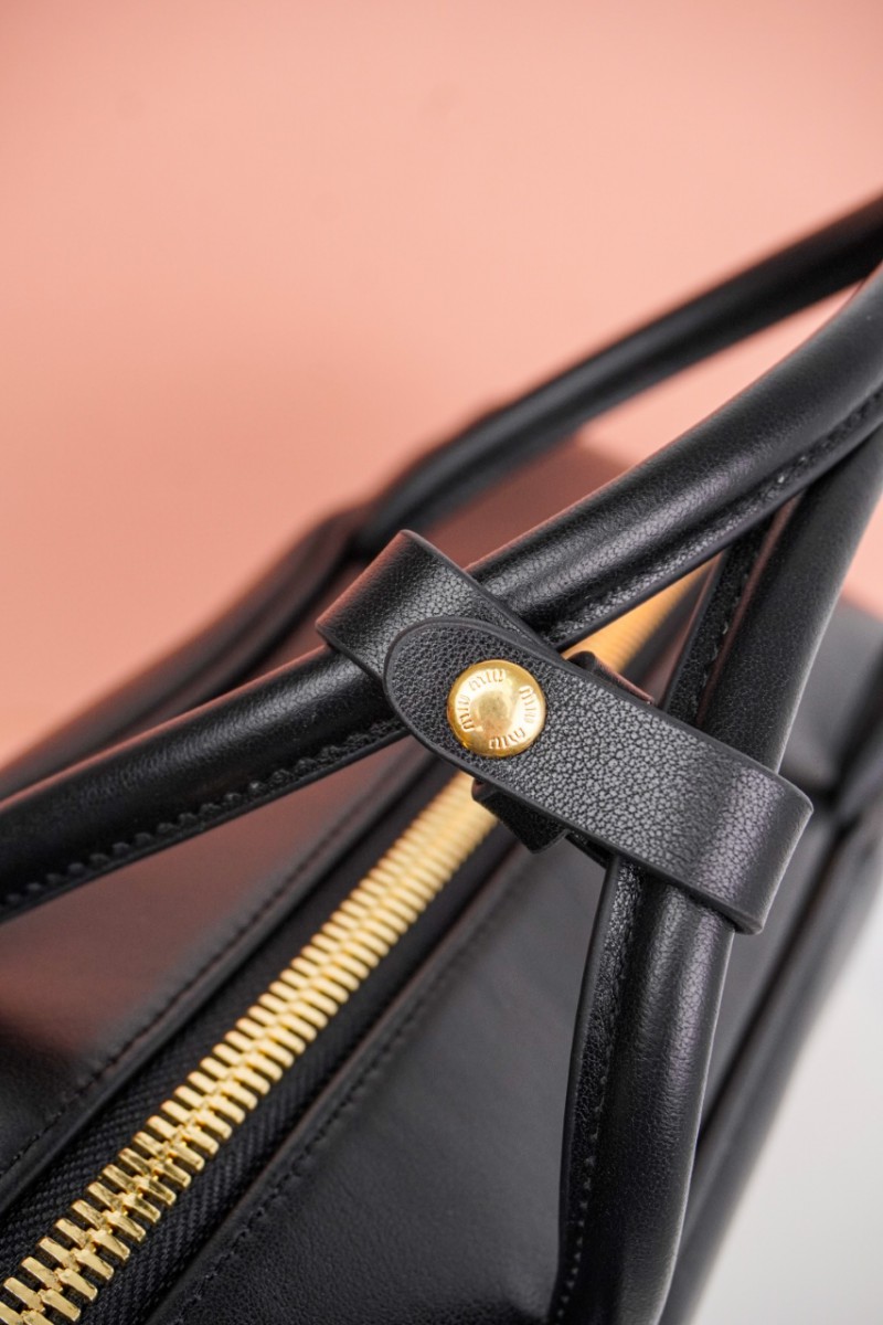 Miu Miu Black Logo Embossed Zip Tote Bag 16
