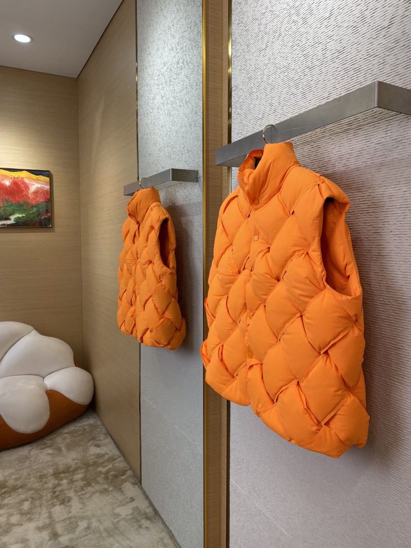 Bottega Veneta Braided Down Vest Orange 1