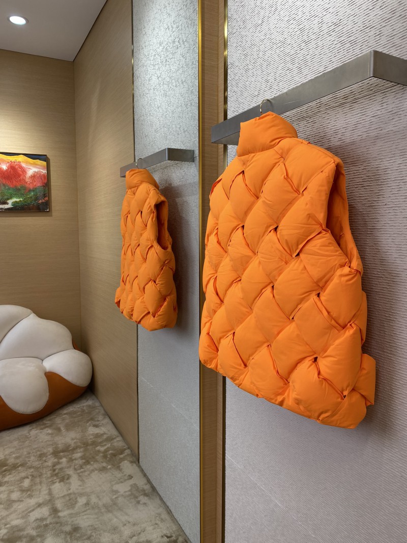 Bottega Veneta Braided Down Vest Orange 2