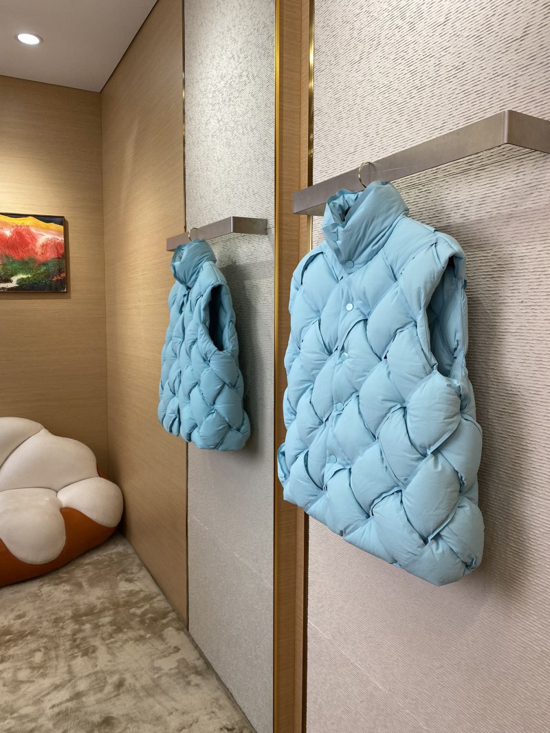 Bottega Veneta Braided Down Vest Light Blue 2