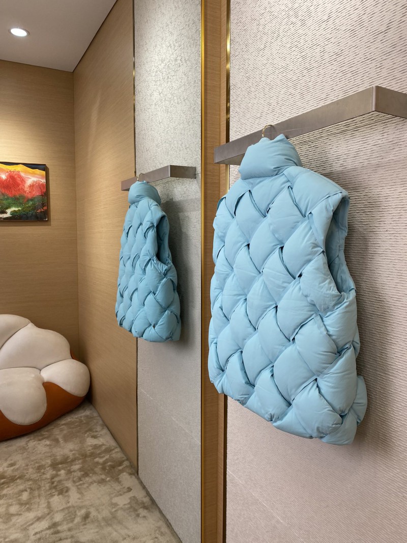 Bottega Veneta Braided Down Vest Light Blue 3