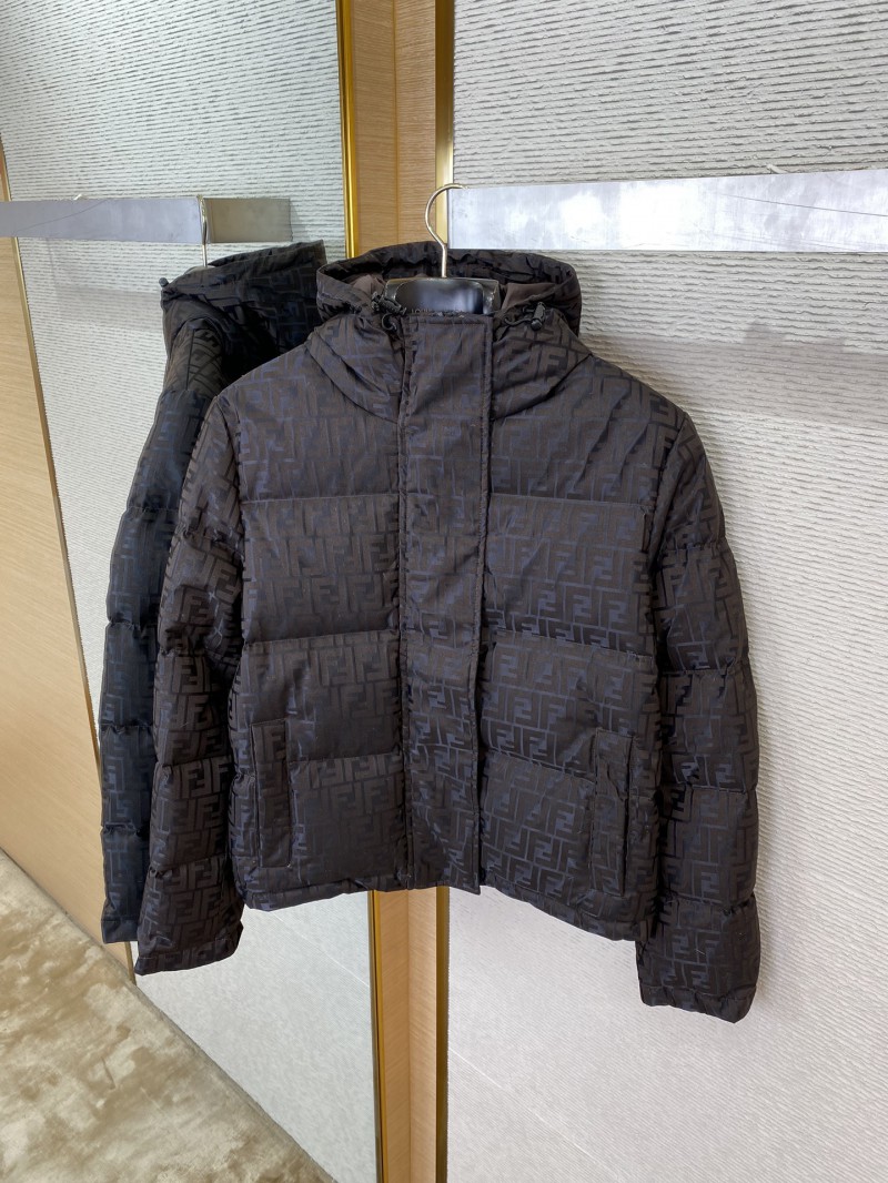 Fendi Double F Full Print Down Jacket Brown 2