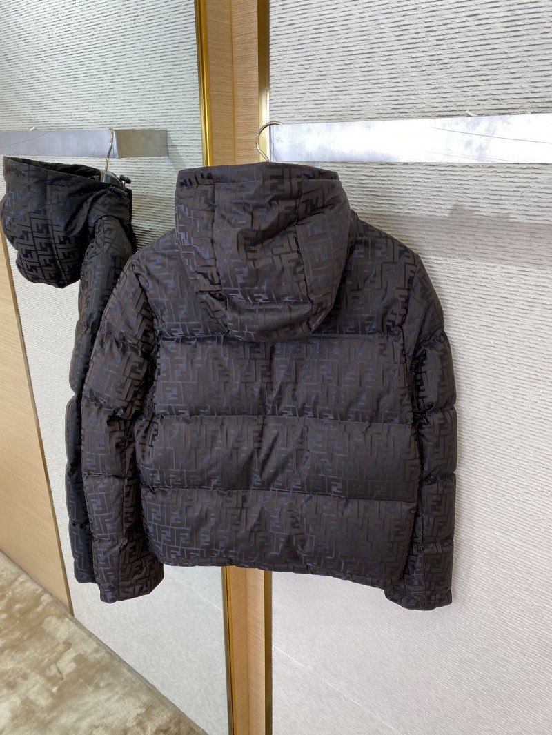 Fendi Double F Full Print Down Jacket Brown 3