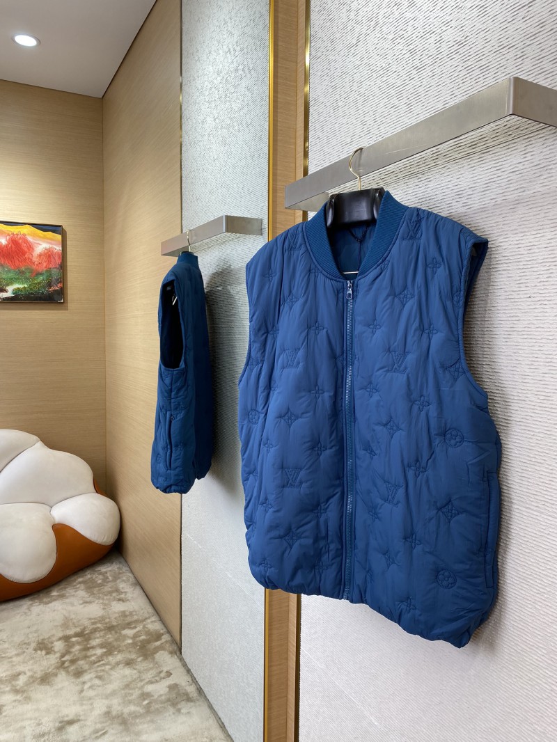 LV logo jacquard embroidered waistcoat blue 2