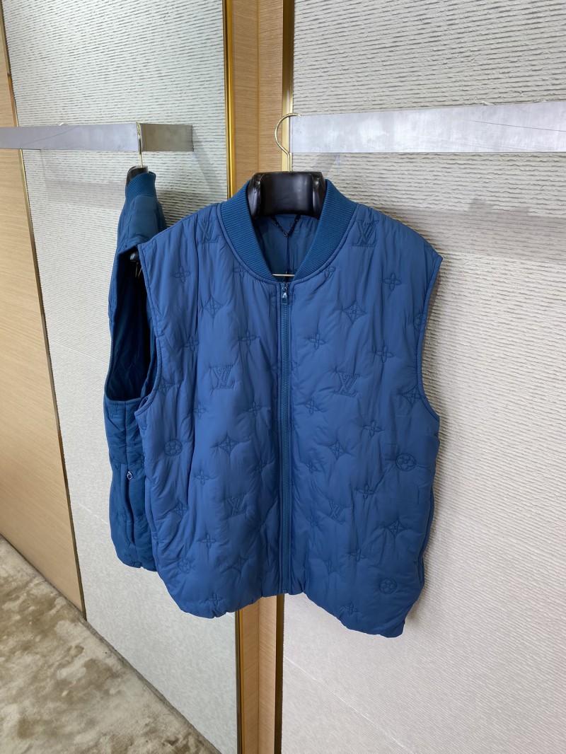LV logo jacquard embroidered waistcoat blue 6