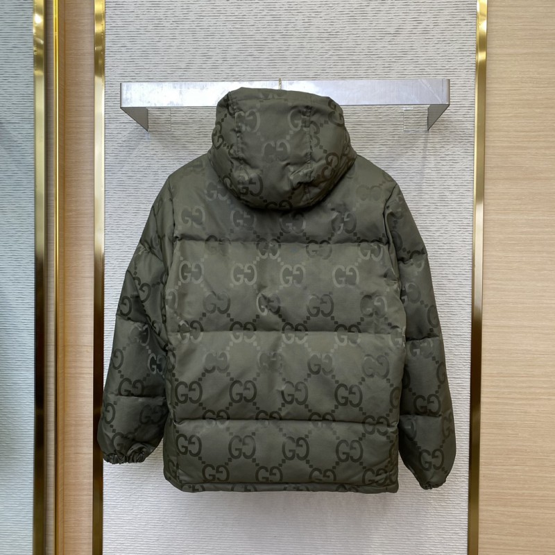 Gucci Jacquard Hooded Down Jacket Green 1