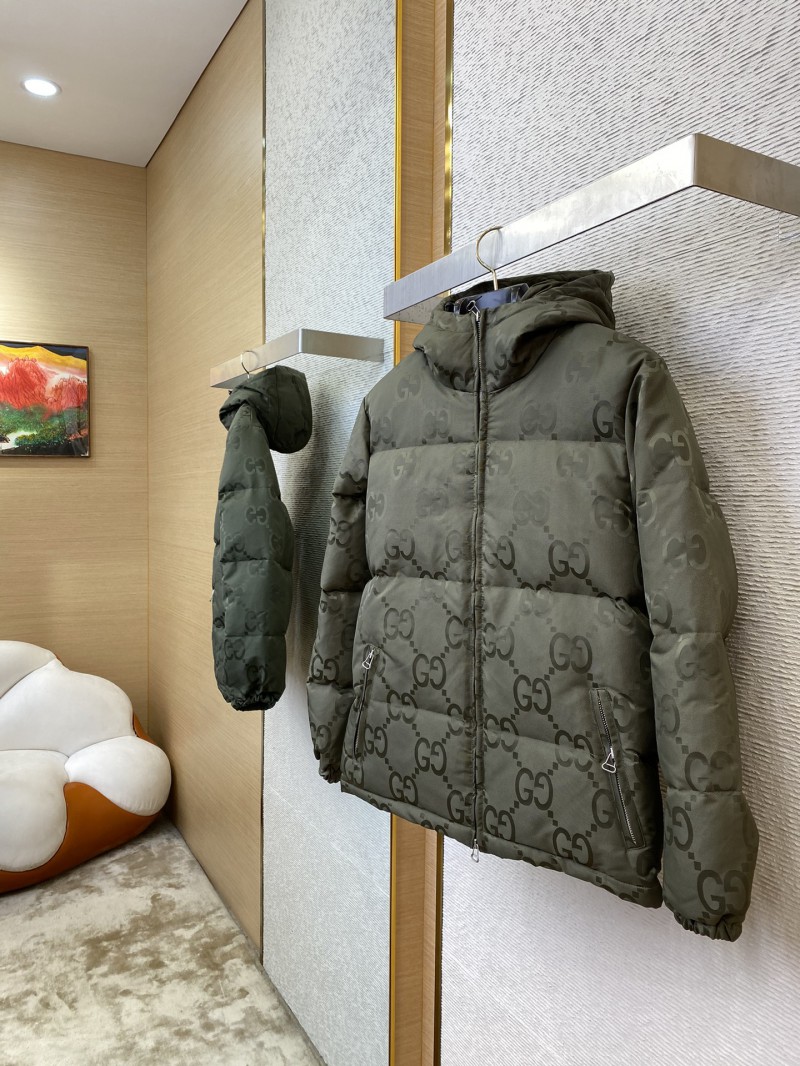 Gucci Jacquard Hooded Down Jacket Green 2