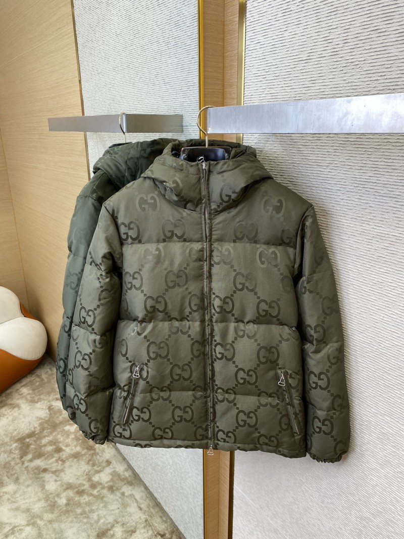 Gucci Jacquard Hooded Down Jacket Green 6