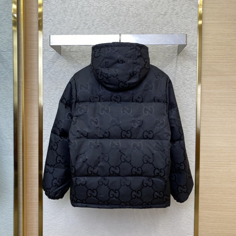 Gucci Jacquard Hooded Down Jacket Black 1
