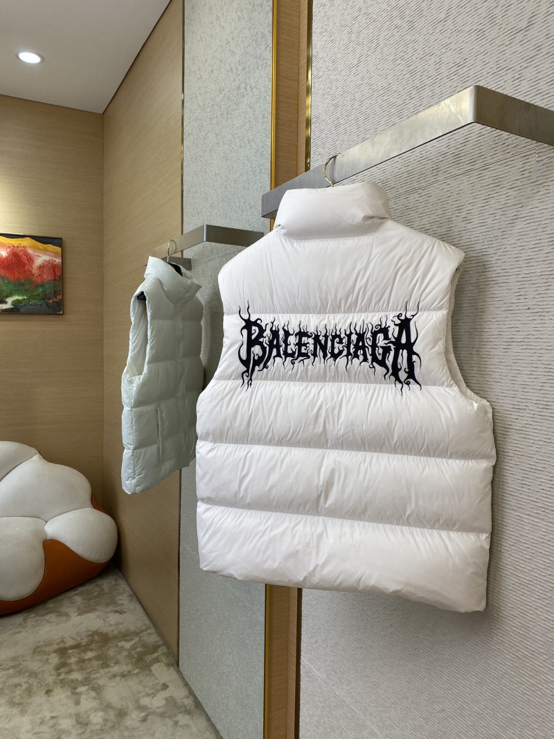 Balenciaga Flame Embroidered Down Vest White 3