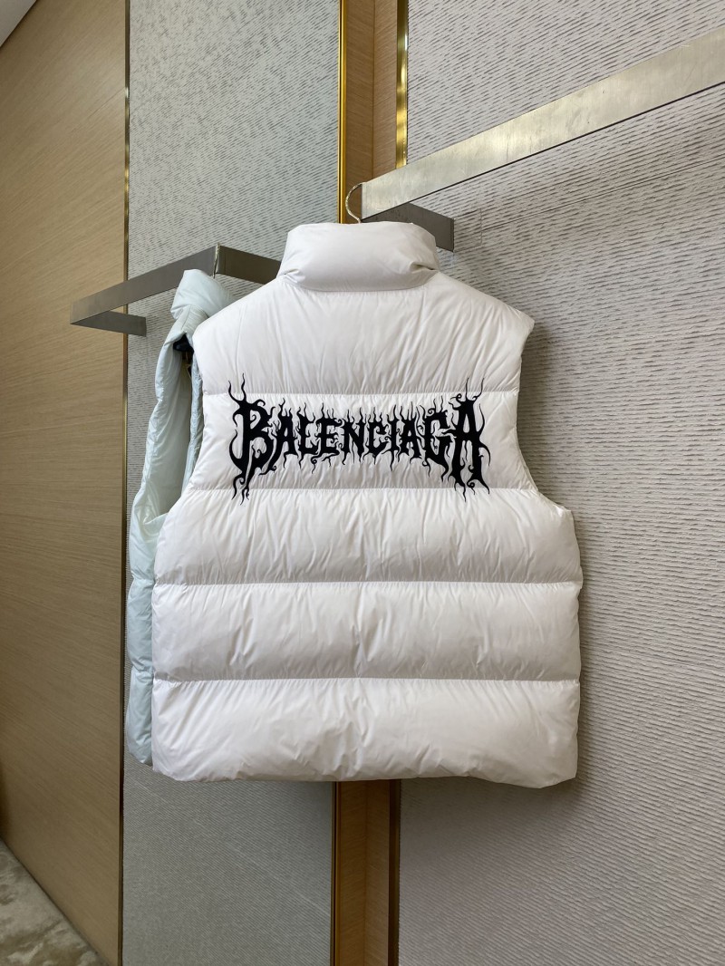 Balenciaga Flame Embroidered Down Vest White 5