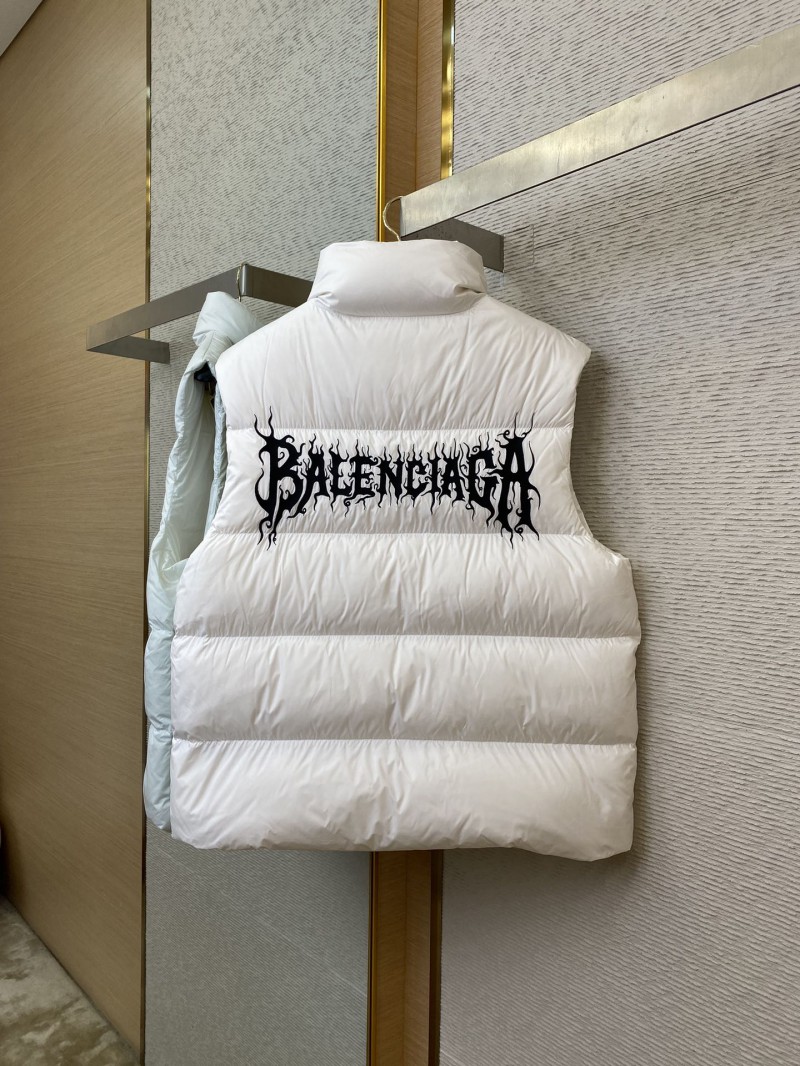 Balenciaga Flame Embroidered Down Vest White 7