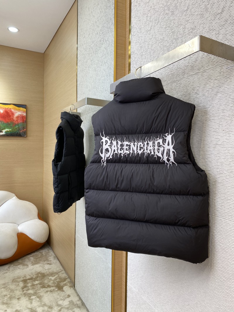 Balenciaga Flame Embroidered Down Vest Black 3