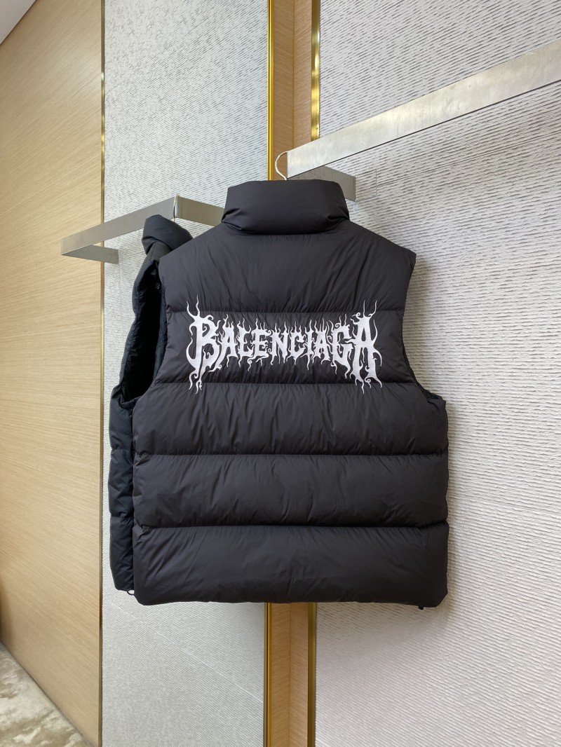 Balenciaga Flame Embroidered Down Vest Black 5