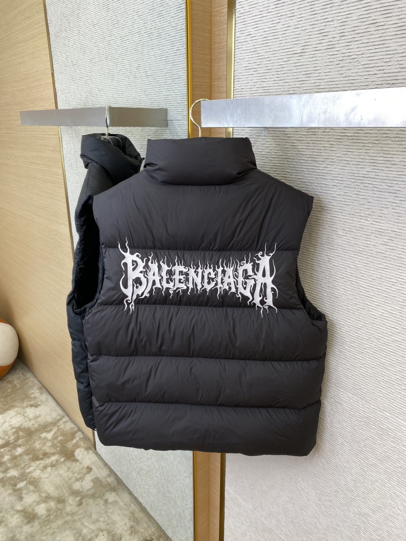 Balenciaga Flame Embroidered Down Vest Black 7
