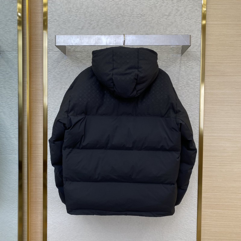 LV Logo Patchwork Hooded Cotton Jacket 1
