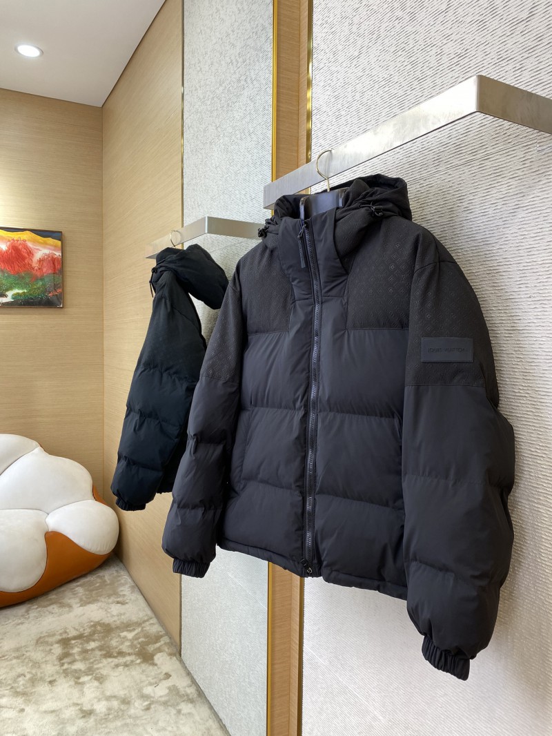LV Logo Patchwork Hooded Cotton Jacket 2