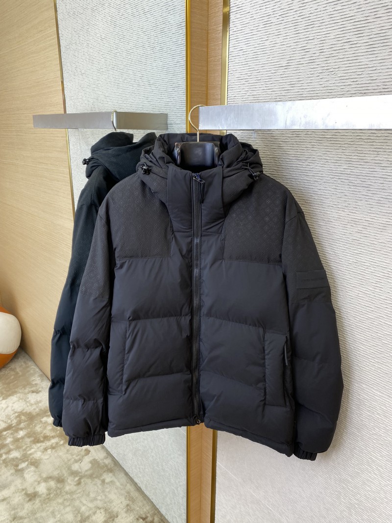 LV Logo Patchwork Hooded Cotton Jacket 5