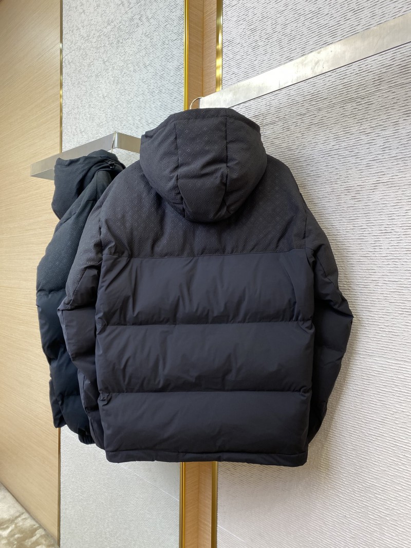 LV Logo Patchwork Hooded Cotton Jacket 6