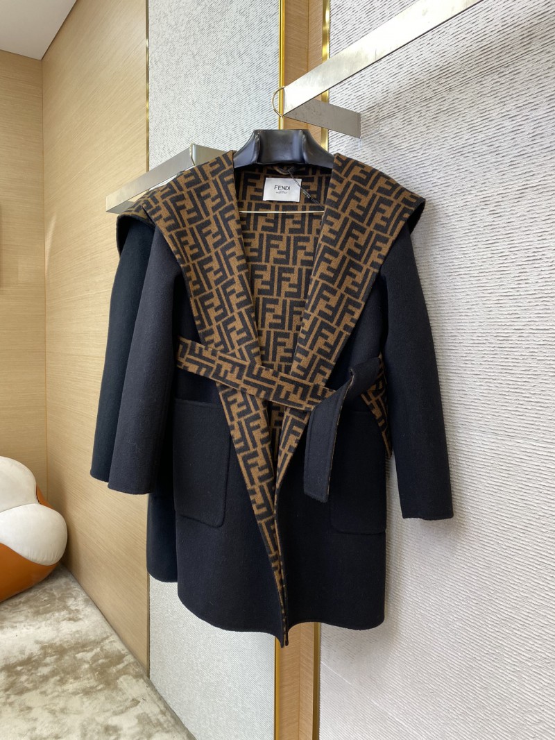 Fendi Double F Full Print Wool Coat 4