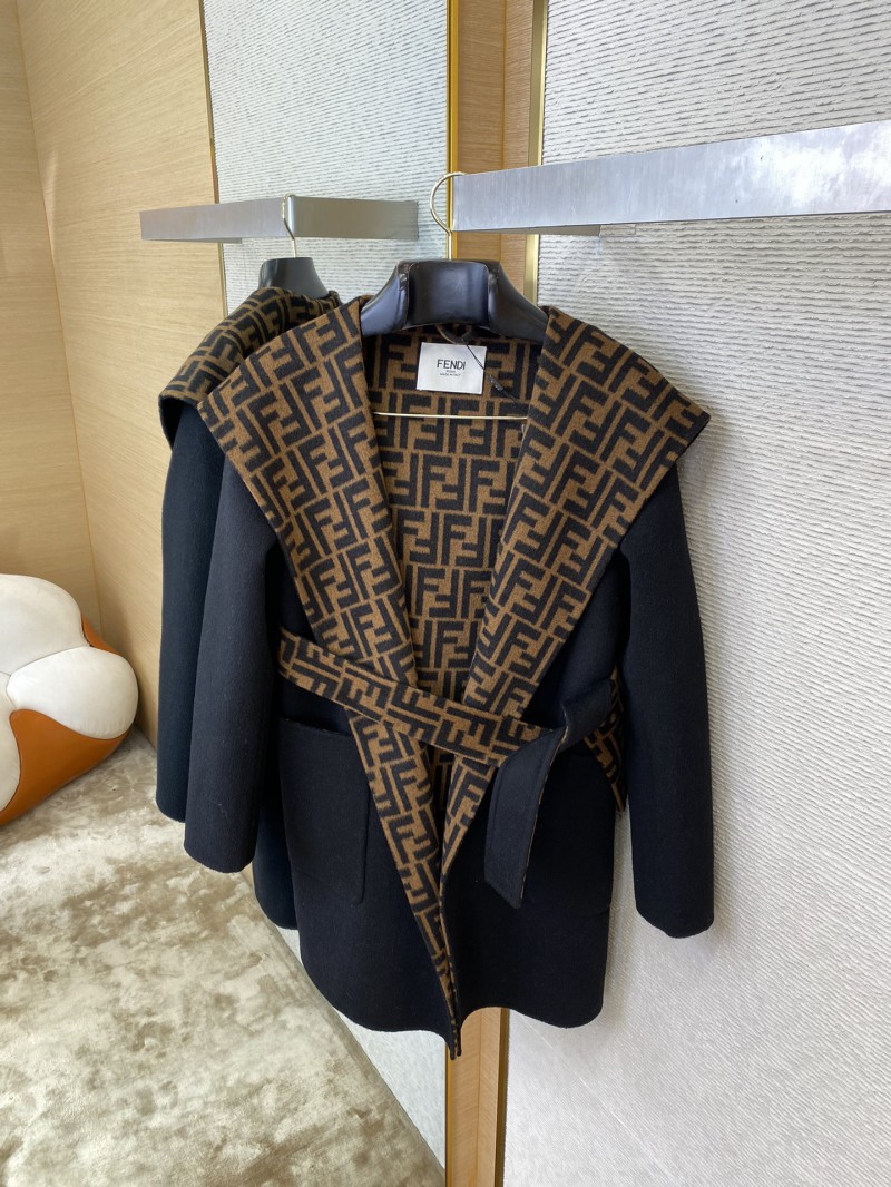 Fendi Double F Full Print Wool Coat 6