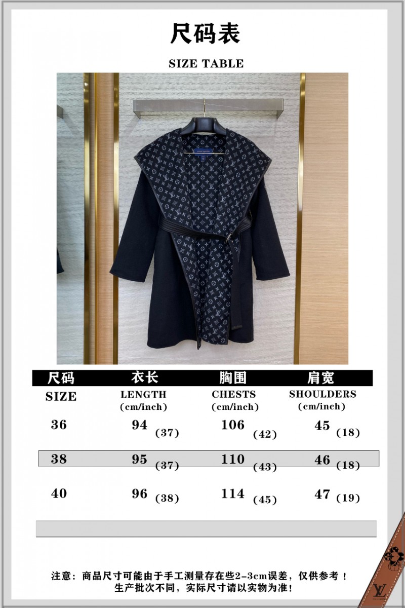 LV Mid-Length Poncho Cashmere Coat Black 9