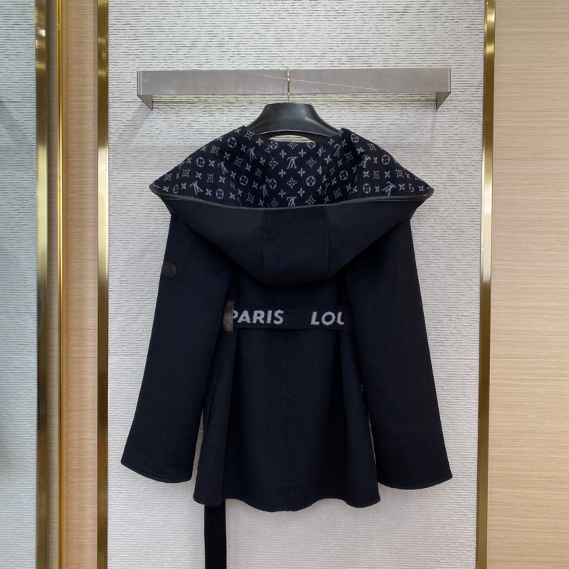 LV short cape cashmere coat black 1