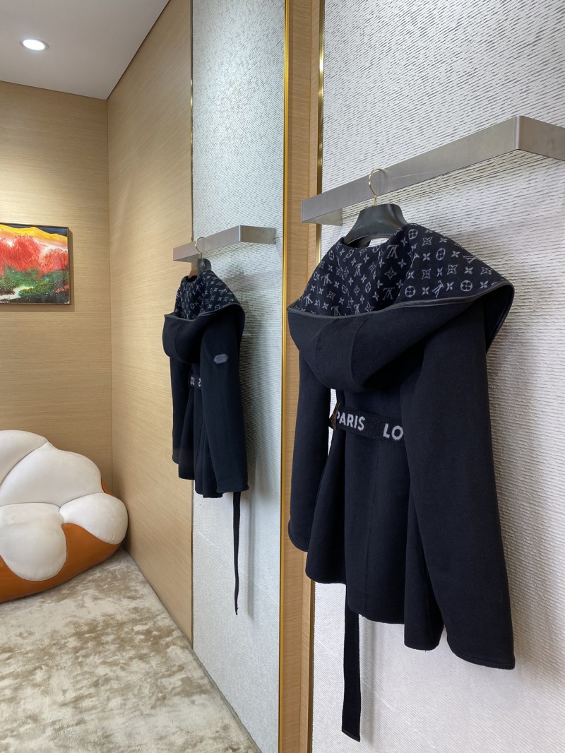 LV short cape cashmere coat black 3