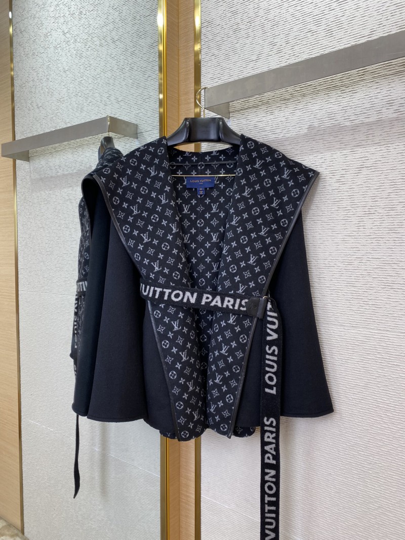 LV short cape cashmere coat black 4