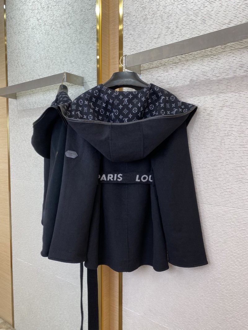 LV short cape cashmere coat black 5