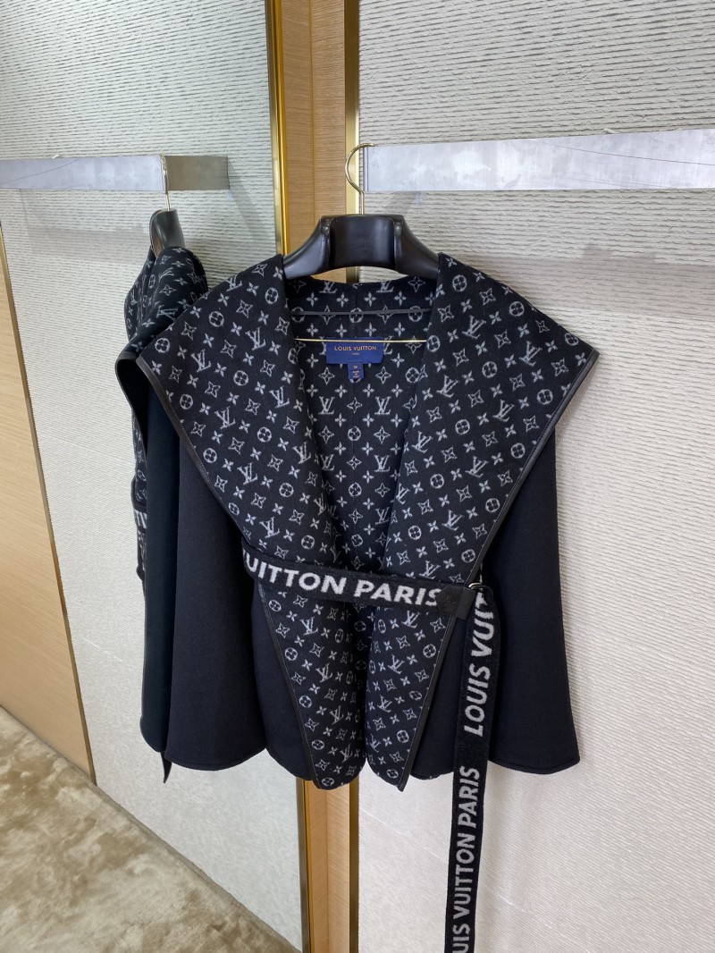LV short cape cashmere coat black 6
