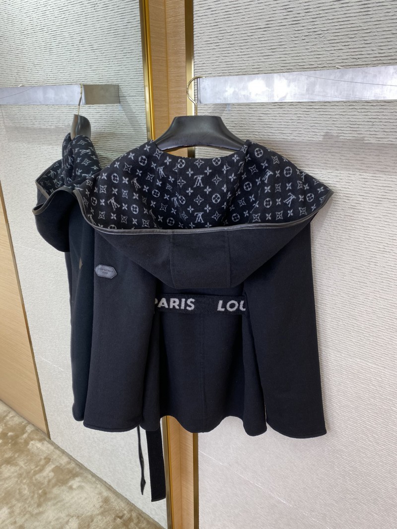 LV short cape cashmere coat black 7