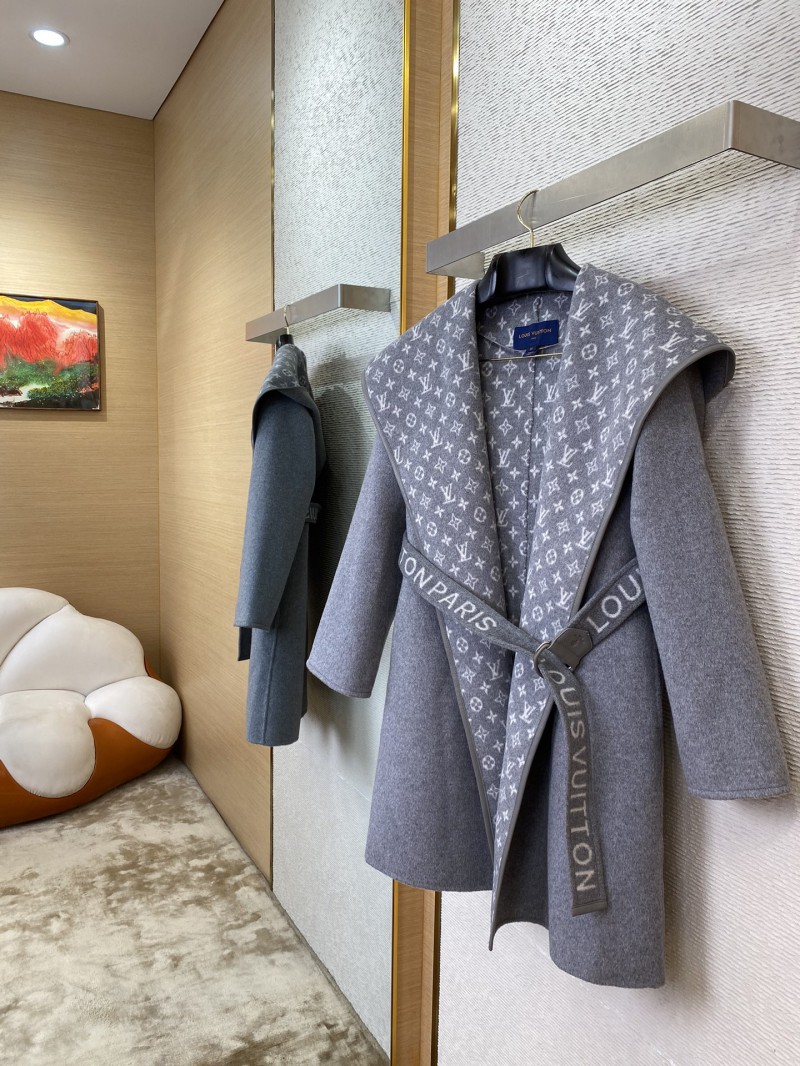 LV mid-length cape cashmere coat grey 1 2