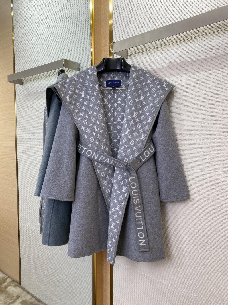 LV mid-length cape cashmere coat grey 1 4