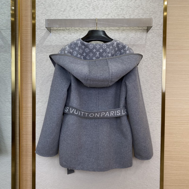 LV short cape cashmere coat grey 1