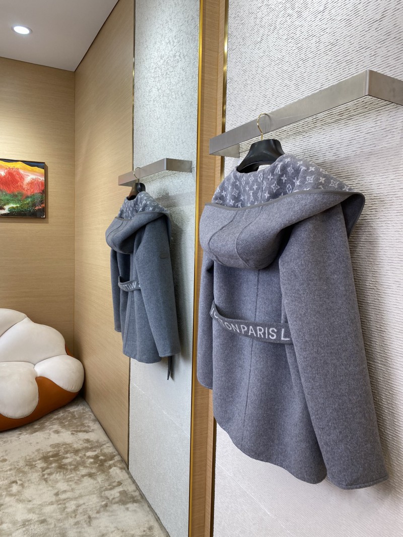 LV short cape cashmere coat grey 3
