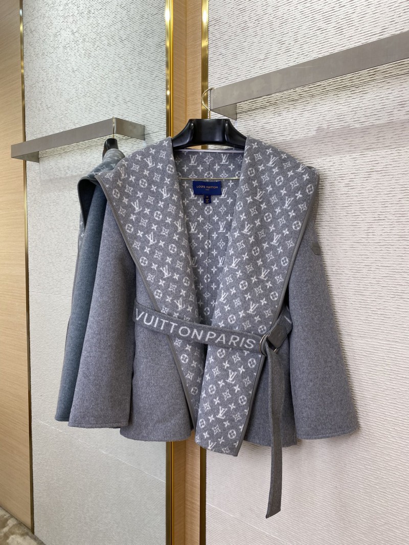 LV short cape cashmere coat grey 4
