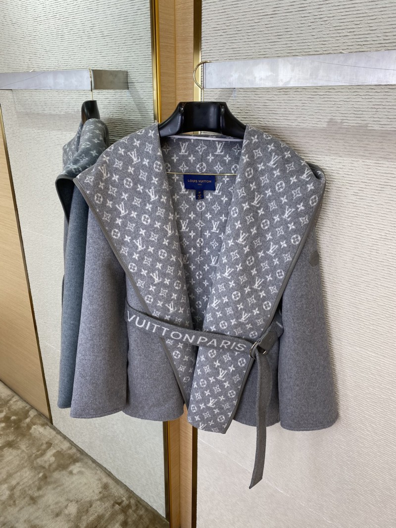 LV short cape cashmere coat grey 6