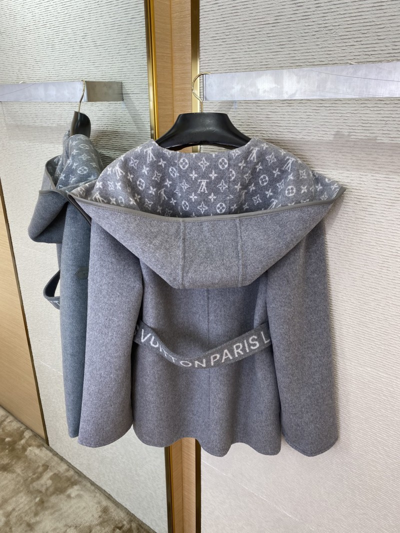 LV short cape cashmere coat grey 7