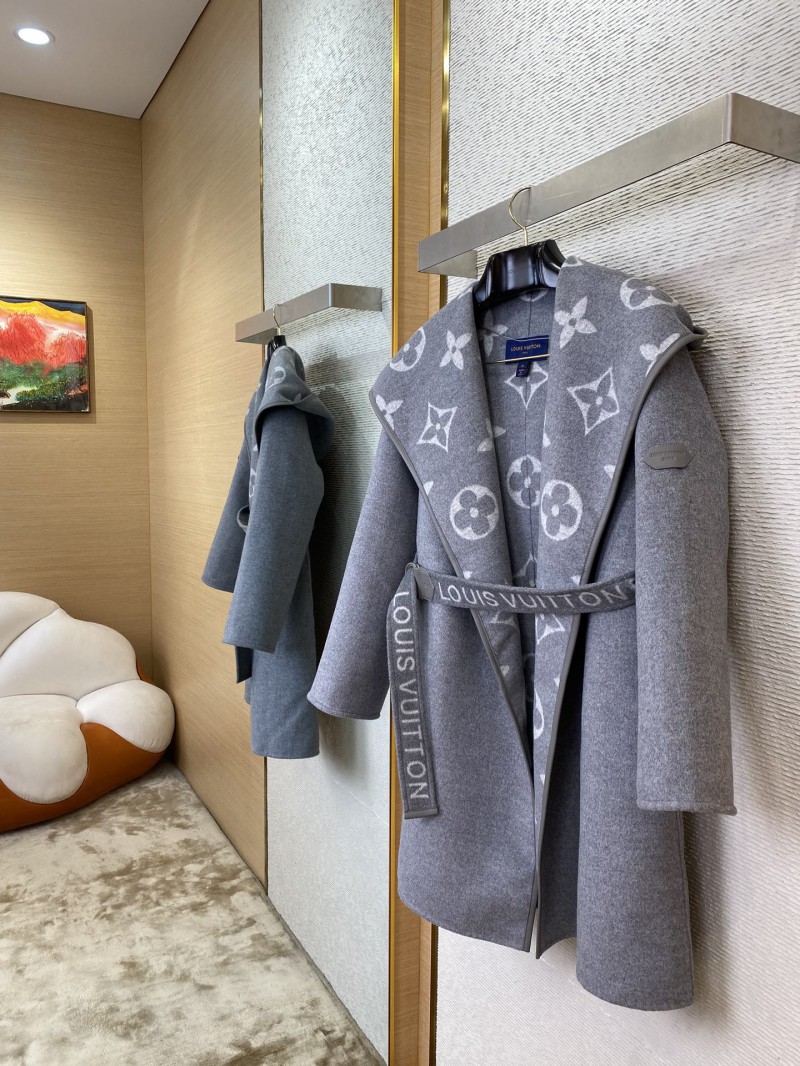 LV Mid-length caped cashmere coat grey 2 2