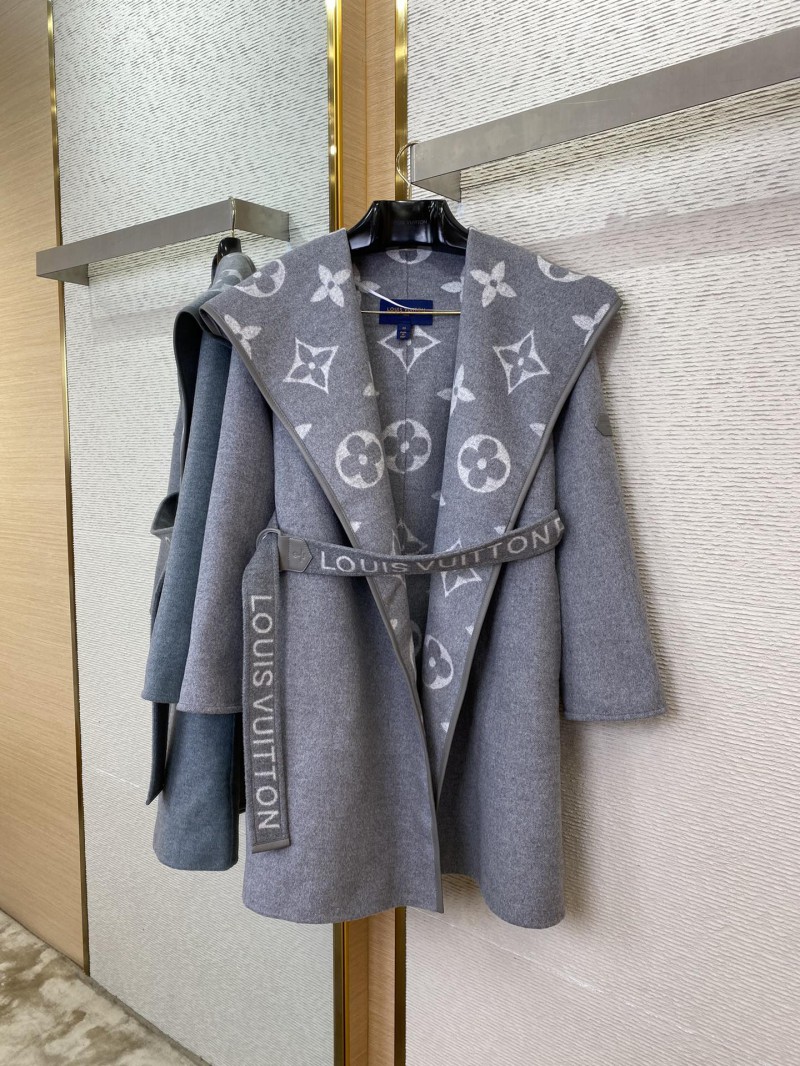 LV Mid-length caped cashmere coat grey 2 4