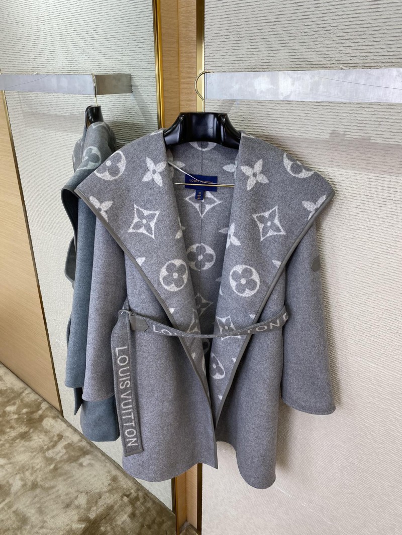 LV Mid-length caped cashmere coat grey 2 6