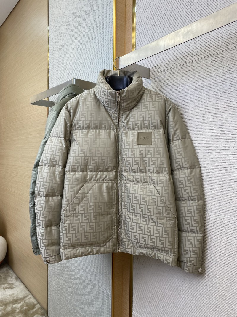 Fendi printed offset labelled down jacket brown 4