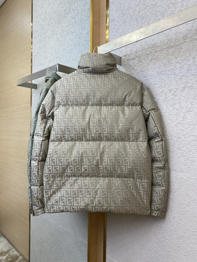 Fendi printed offset labelled down jacket brown 5