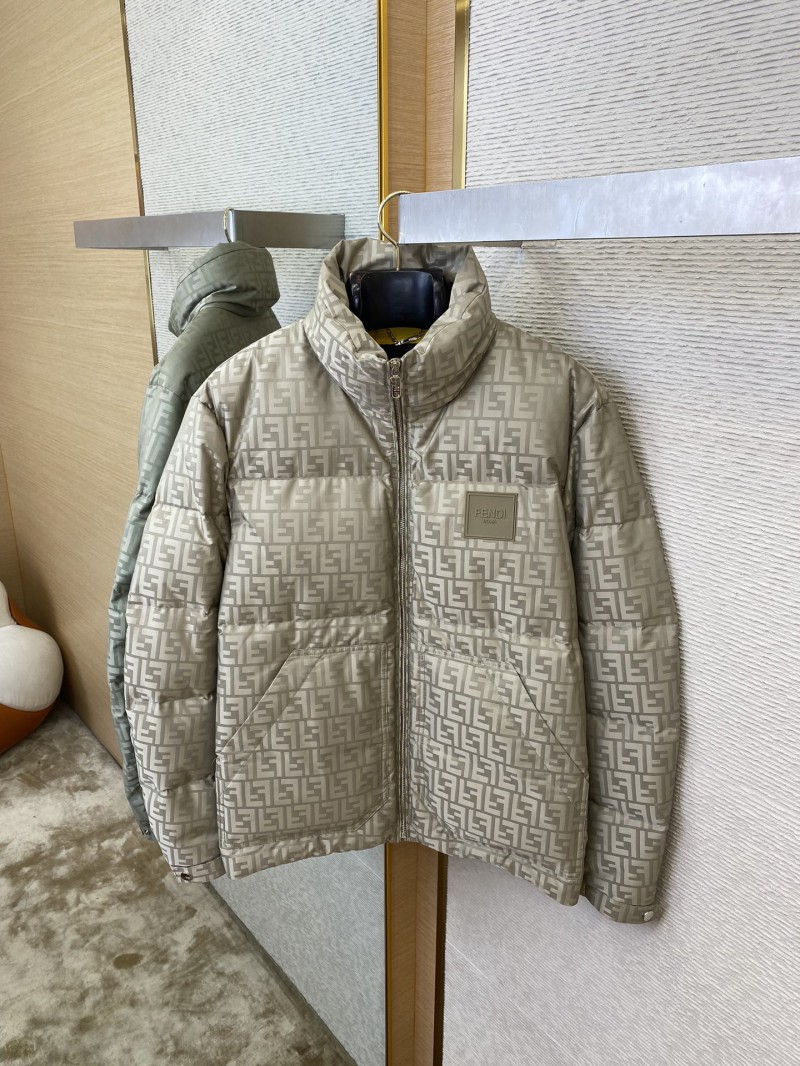 Fendi printed offset labelled down jacket brown 6
