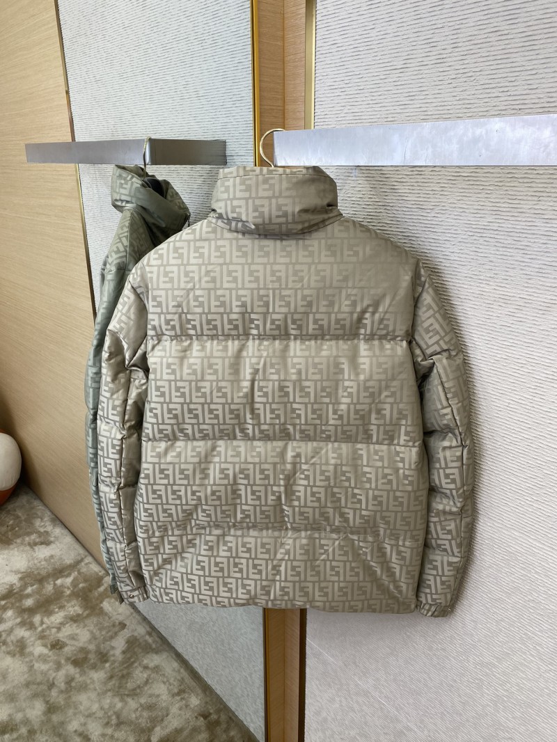 Fendi printed offset labelled down jacket brown 7