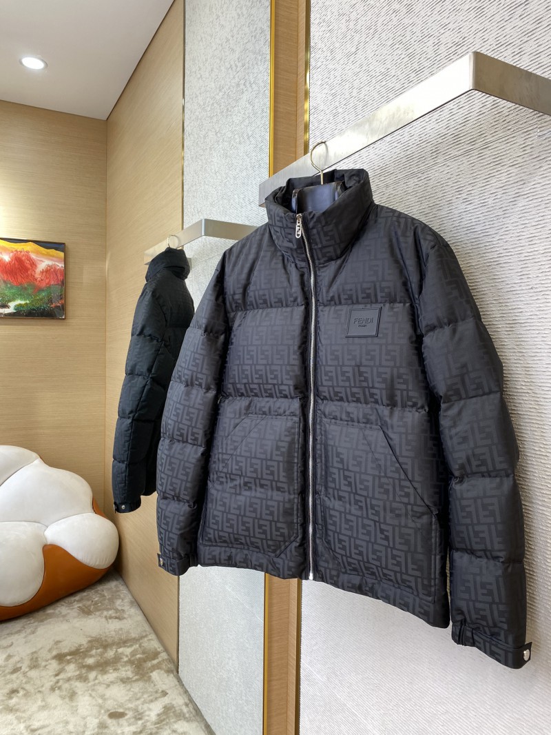 Fendi Full Printed Rubber Label Down Jacket Black 2