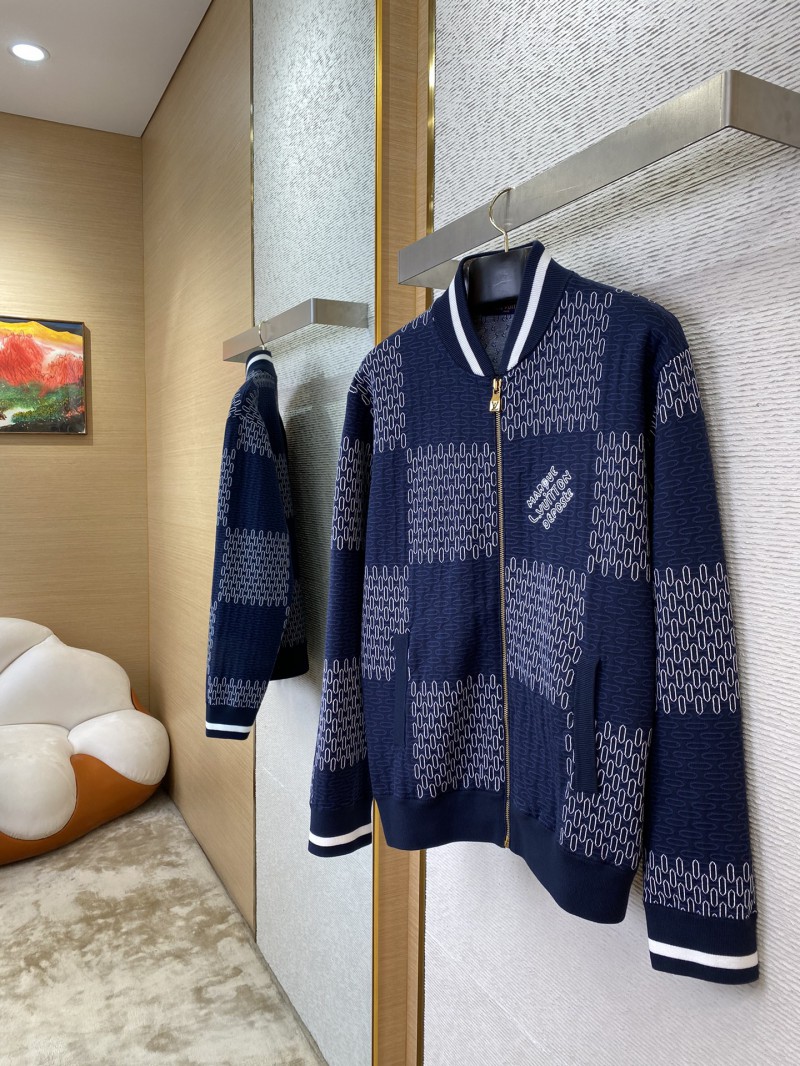 LV Checkered Knit Jacket Coat 2