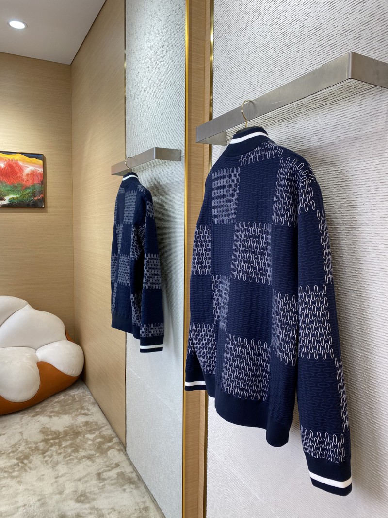 LV Checkered Knit Jacket Coat 3