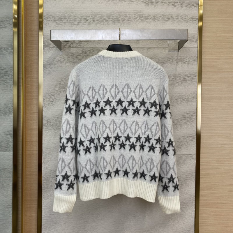 Dior Colour Block Pentagram Jacquard Wool Crew Neck Sweater 1